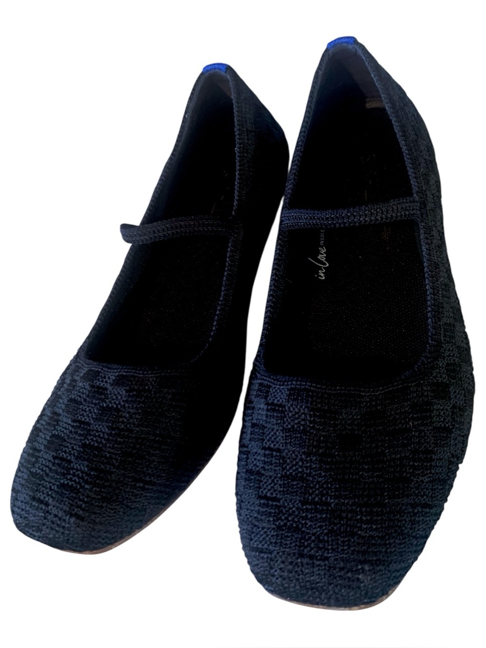 Rothy’s The Max Square Mary Jane Black Checkered Women’s 8 Knit Flats Like New - Picture 8 of 11